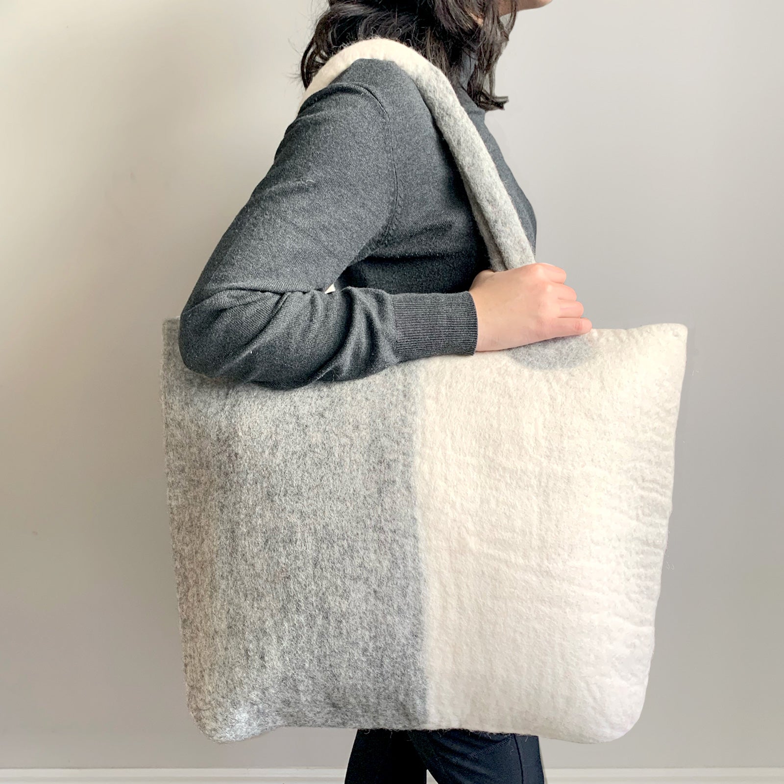 Two-Tone Felt Tote Bag