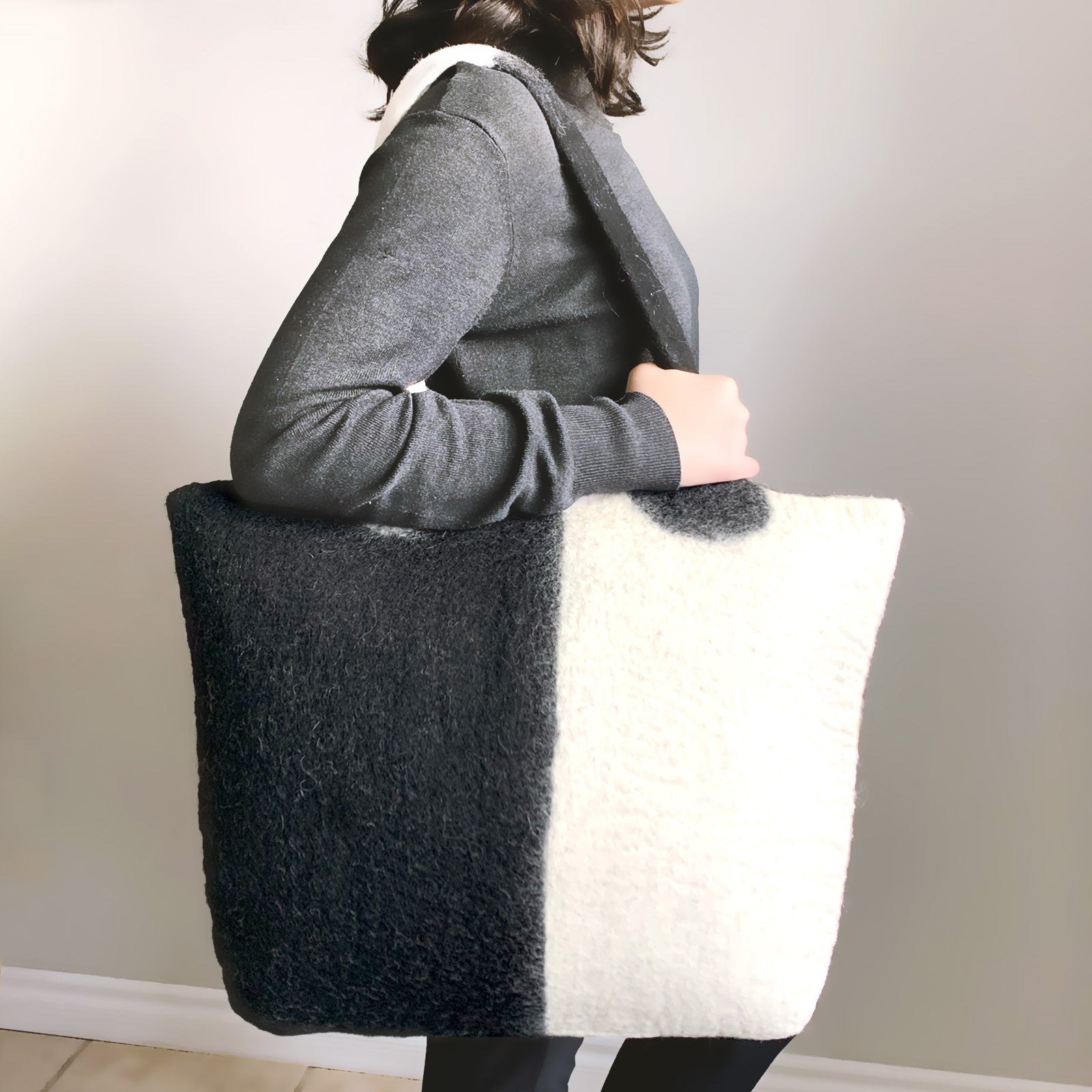 Two-Tone Felt Tote Bag