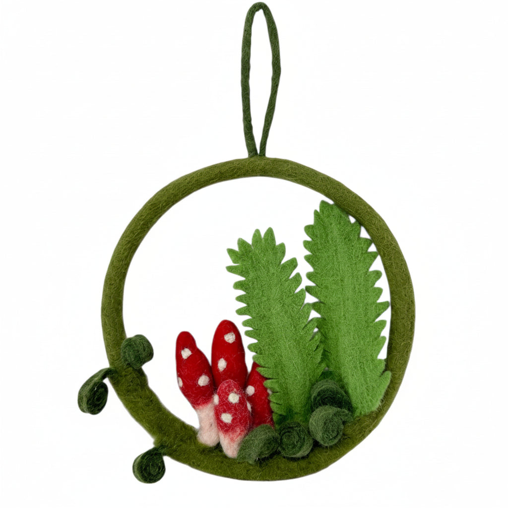 Felt Mushroom & Fern Wreath