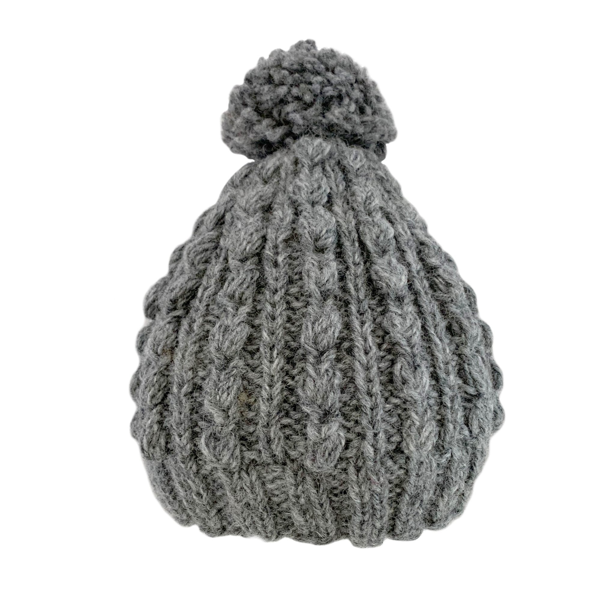 帽子 S fuzzy knit beanie (gray) THEREDTHREAD Cable Knit Fur Pom Hat, Grey – SpearmintLOVE