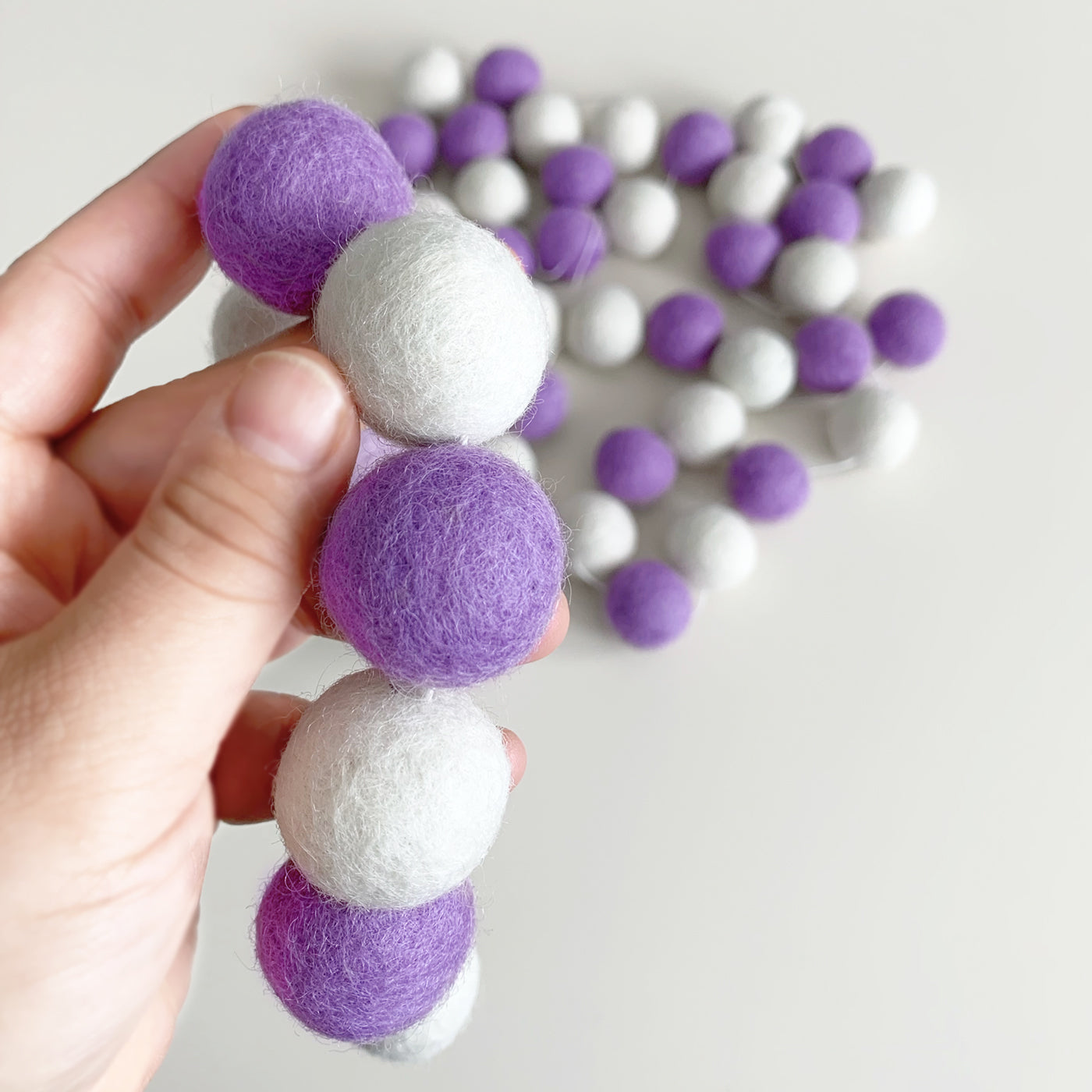 Purple Felt Ball Garland