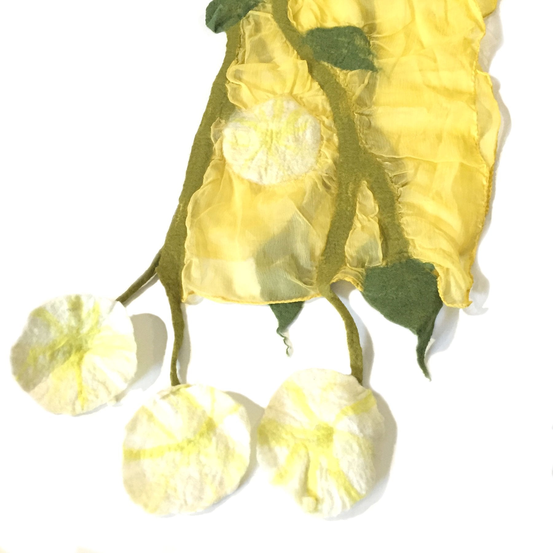 Yellow Flowers with Leaves Scarf